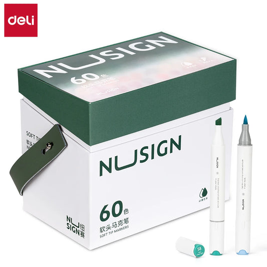 Deli 60 Color Soft Tip Markers Set for Drawing and Coloring