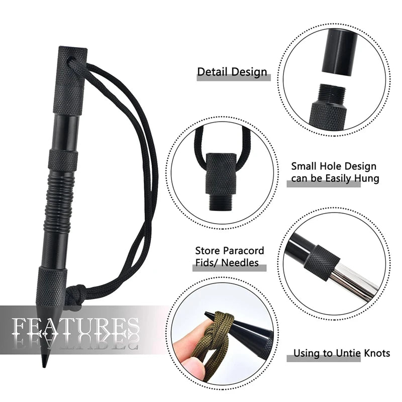 12 Pcs Paracord Tools Set With Stainless Steel Knotter