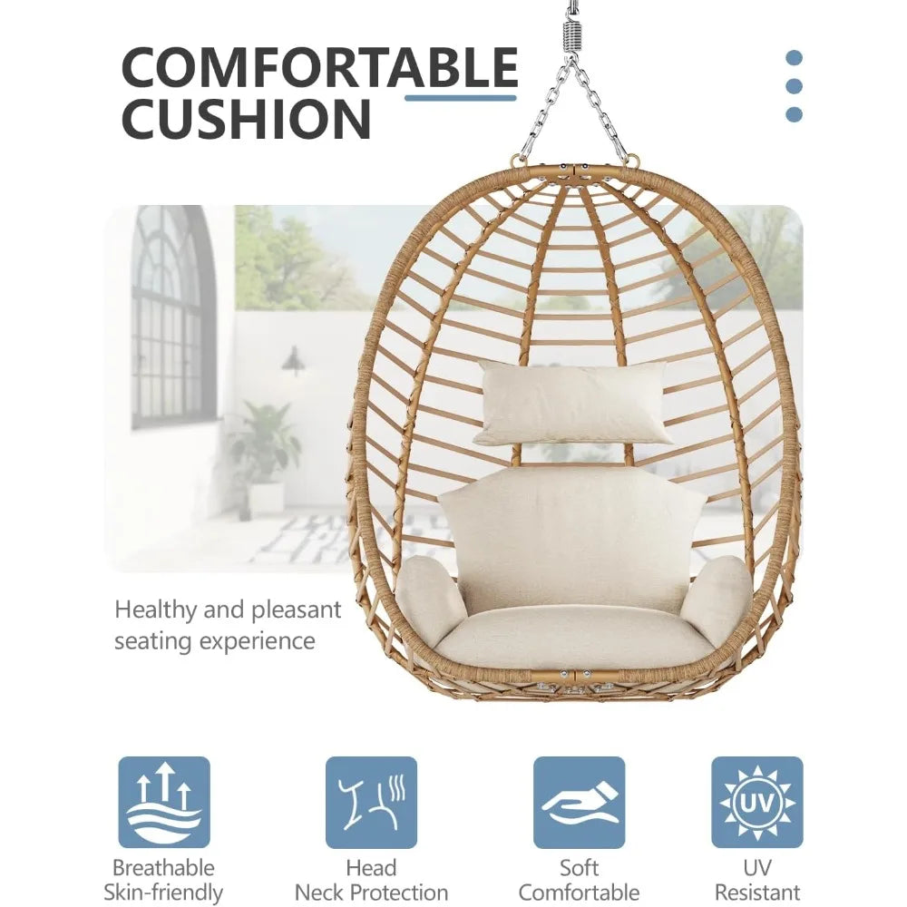 Egg Swing Chair with Stand for Indoor and Outdoor Relaxation