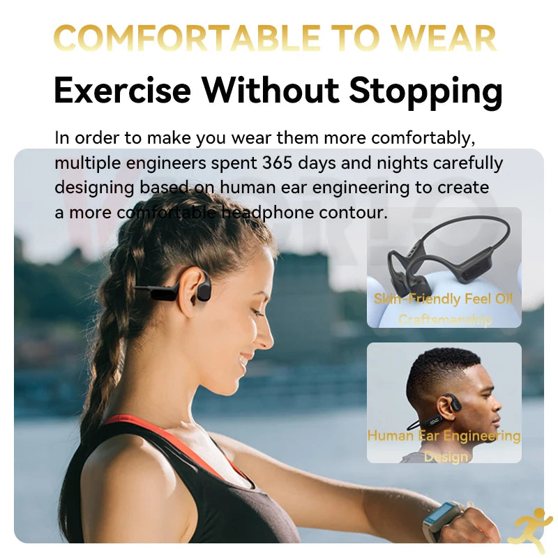 VAORLO Bone Conduction Headphones IPX8 Waterproof BT 5.4 MP3