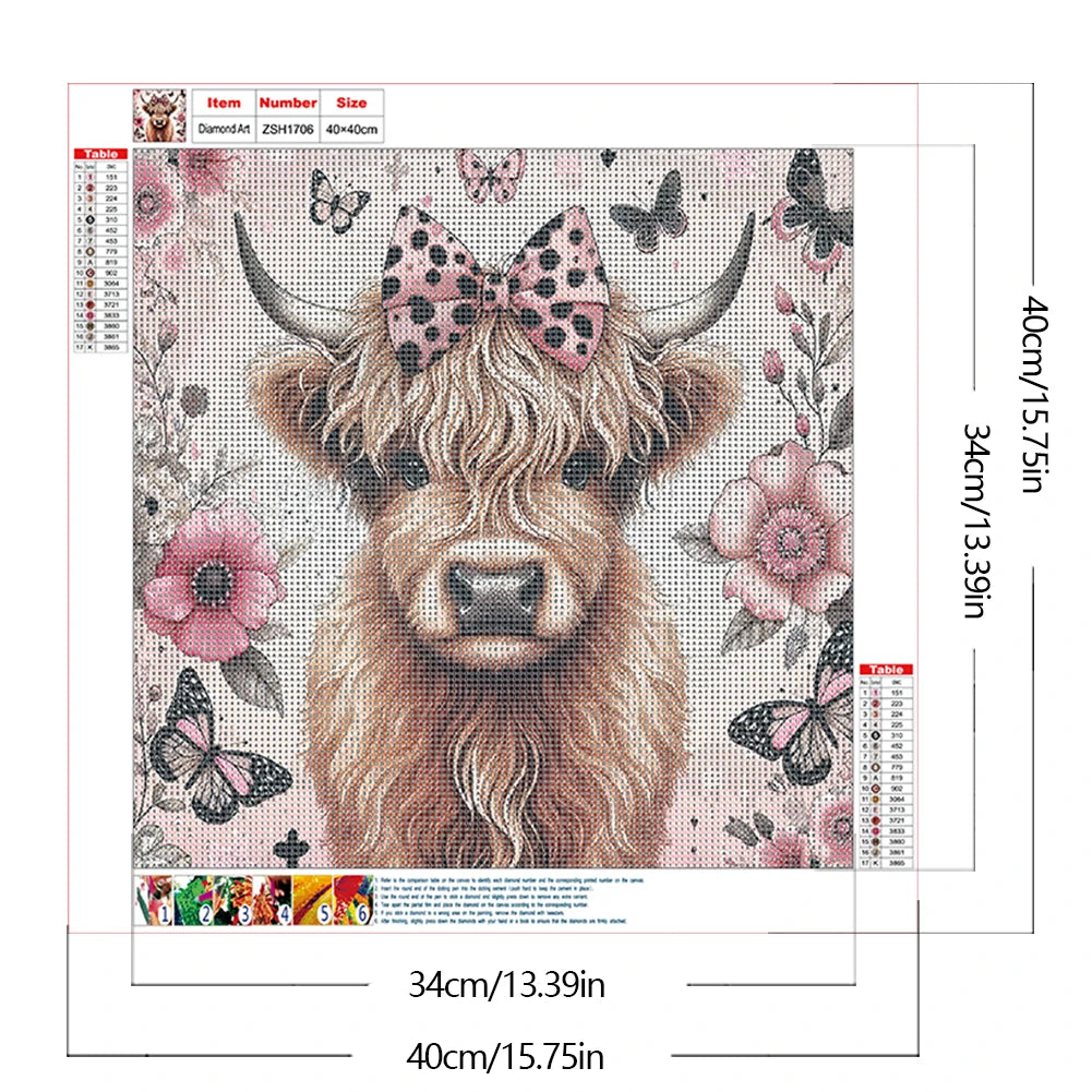 40x40cm Yak 5D DIY Round Diamond Painting Kit for Home Decor