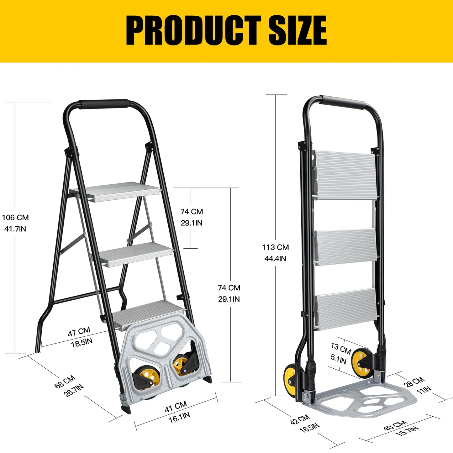 Multi Functional Heavy Duty Folding Step Ladder with Rubber Handle