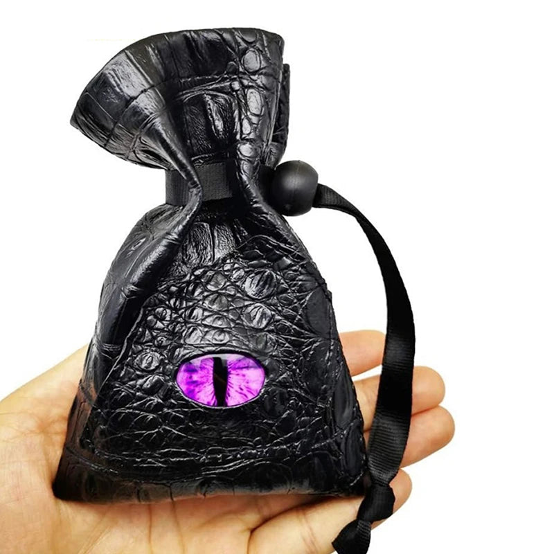 PU Leather Drawstring Dice Bag For DND Tarot Cards Storage