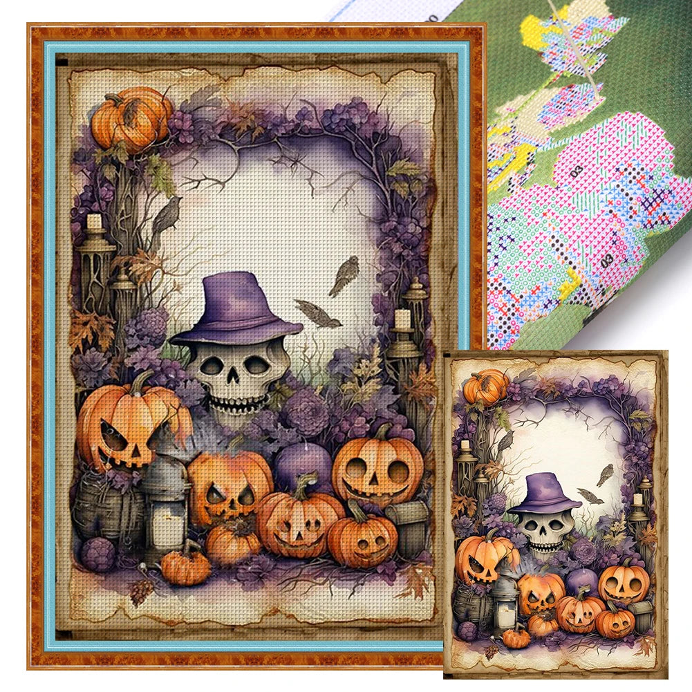 Halloween Cross Stitch Kit With Eco Cotton Threads 11CT