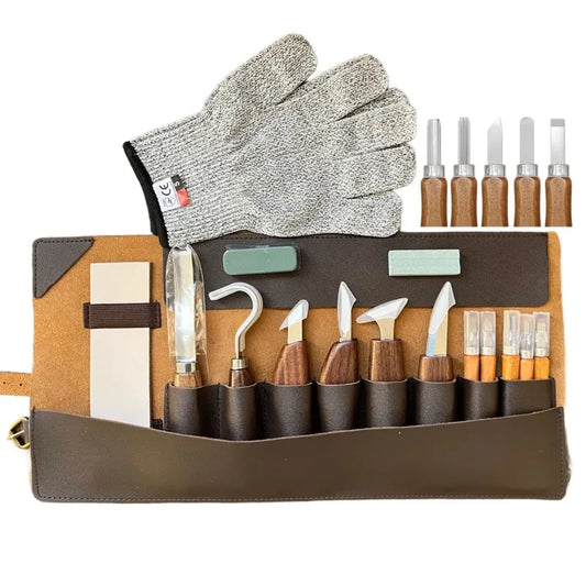 Deluxe Wood Carving Tools Set with Eight Knives for Beginners Whittling and Woodworking Kit