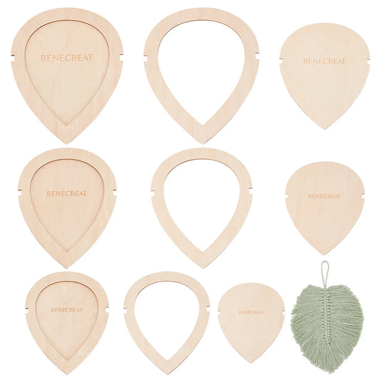 Blanched Almond Wood Leaf Macrame Cutting Molds Set 3 Size