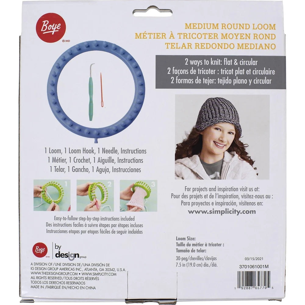 Round Loom Knitting Kit With 30 Pegs And Tools For Hats