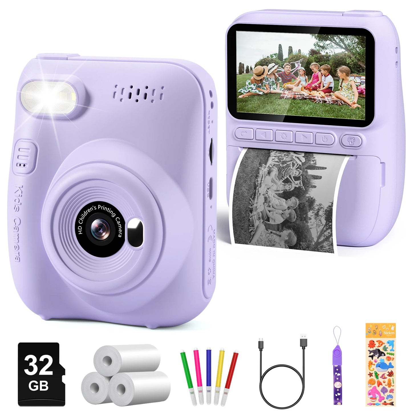 Instant Print Camera for Kids 32MP HD Digital Fun