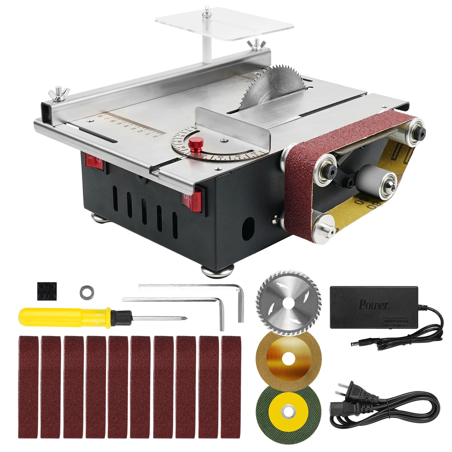 Mini Table Saw Sanding Belt Machine with Dual Motor Control