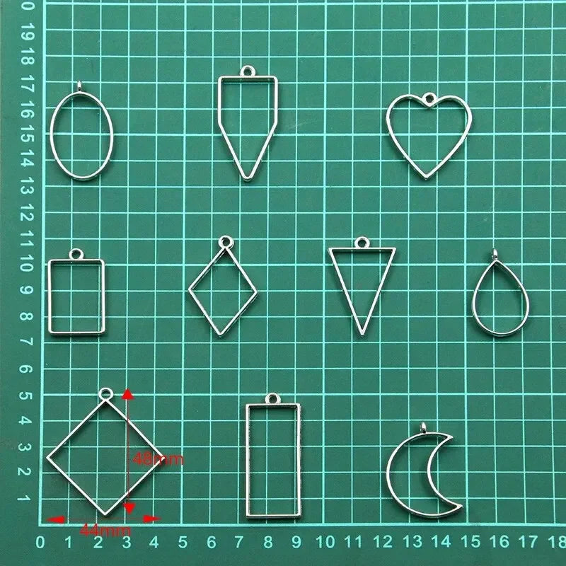 30pcs Metal Geometric Frame Pendants for DIY Jewelry Making