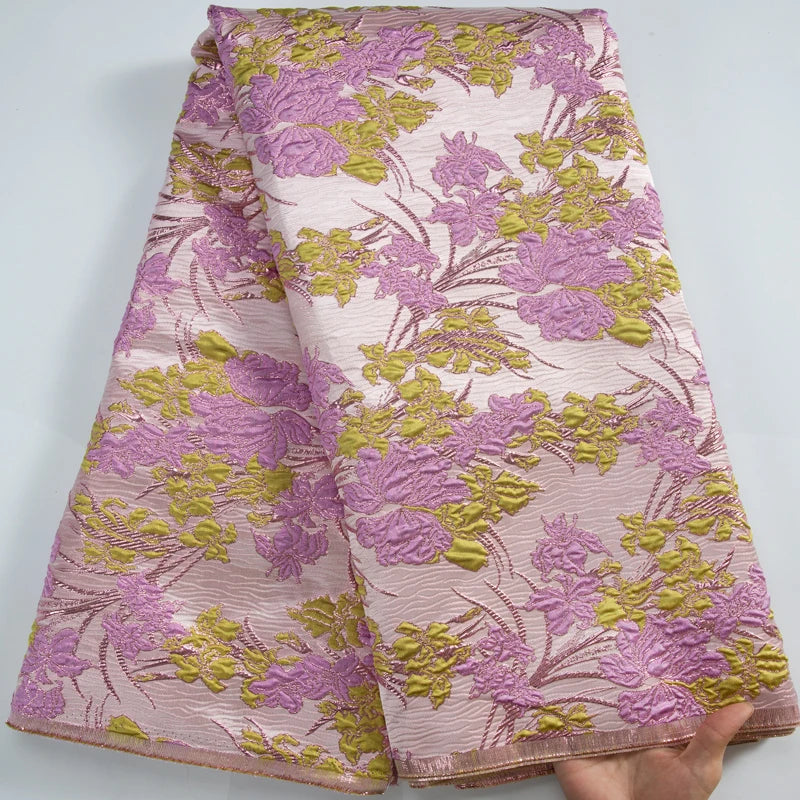 African Brocade Lace Fabrics for Elegant Party Dresses 5 Yards