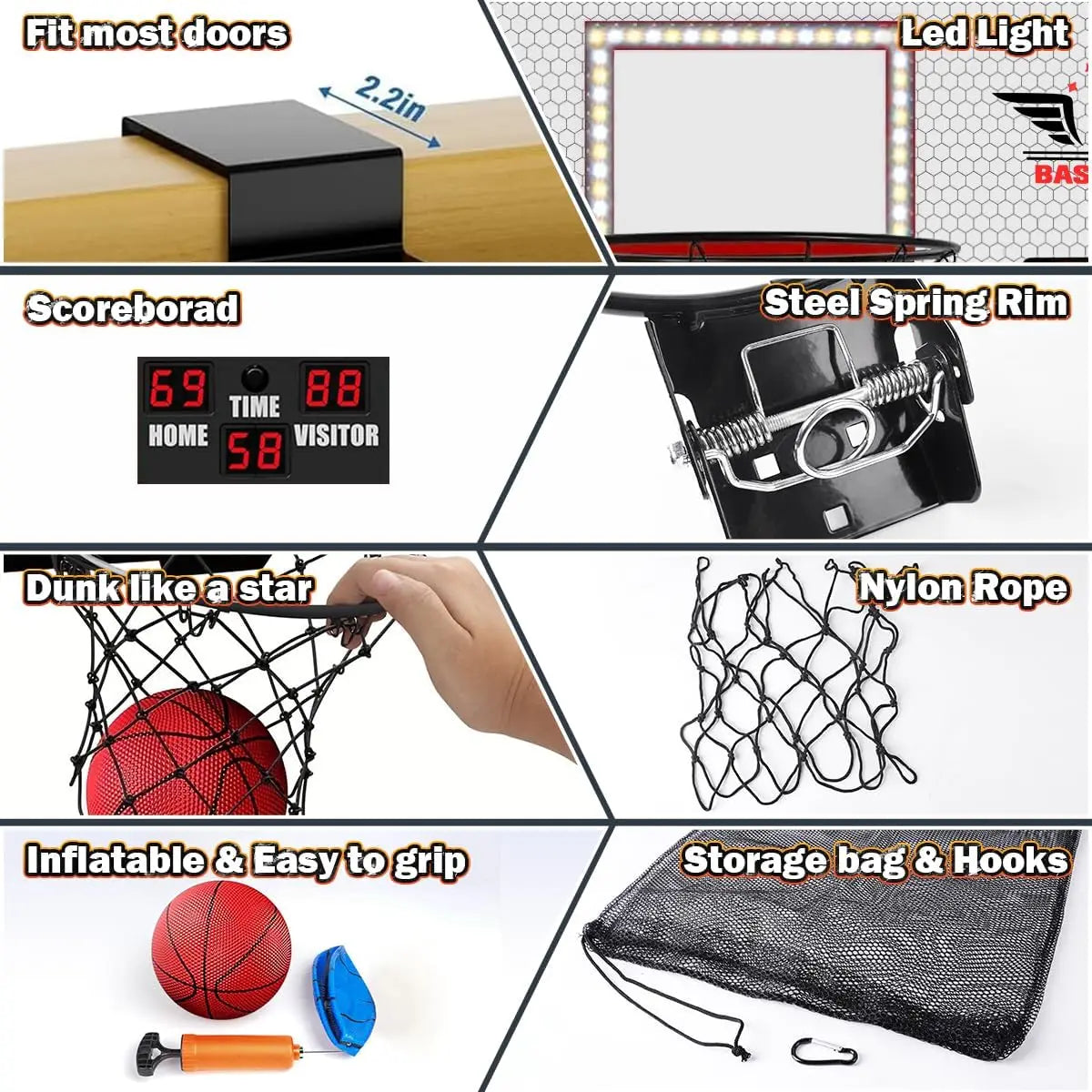 VATOS Basketball Hoop Twin Set With Electric Scoreboard