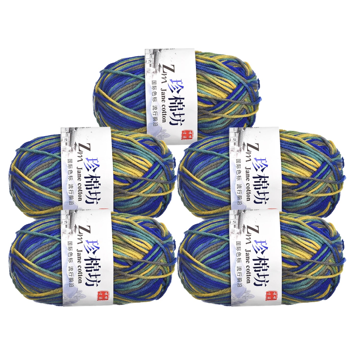 Cotton Blend Yarn Pack of 5 for Knitting and Crocheting