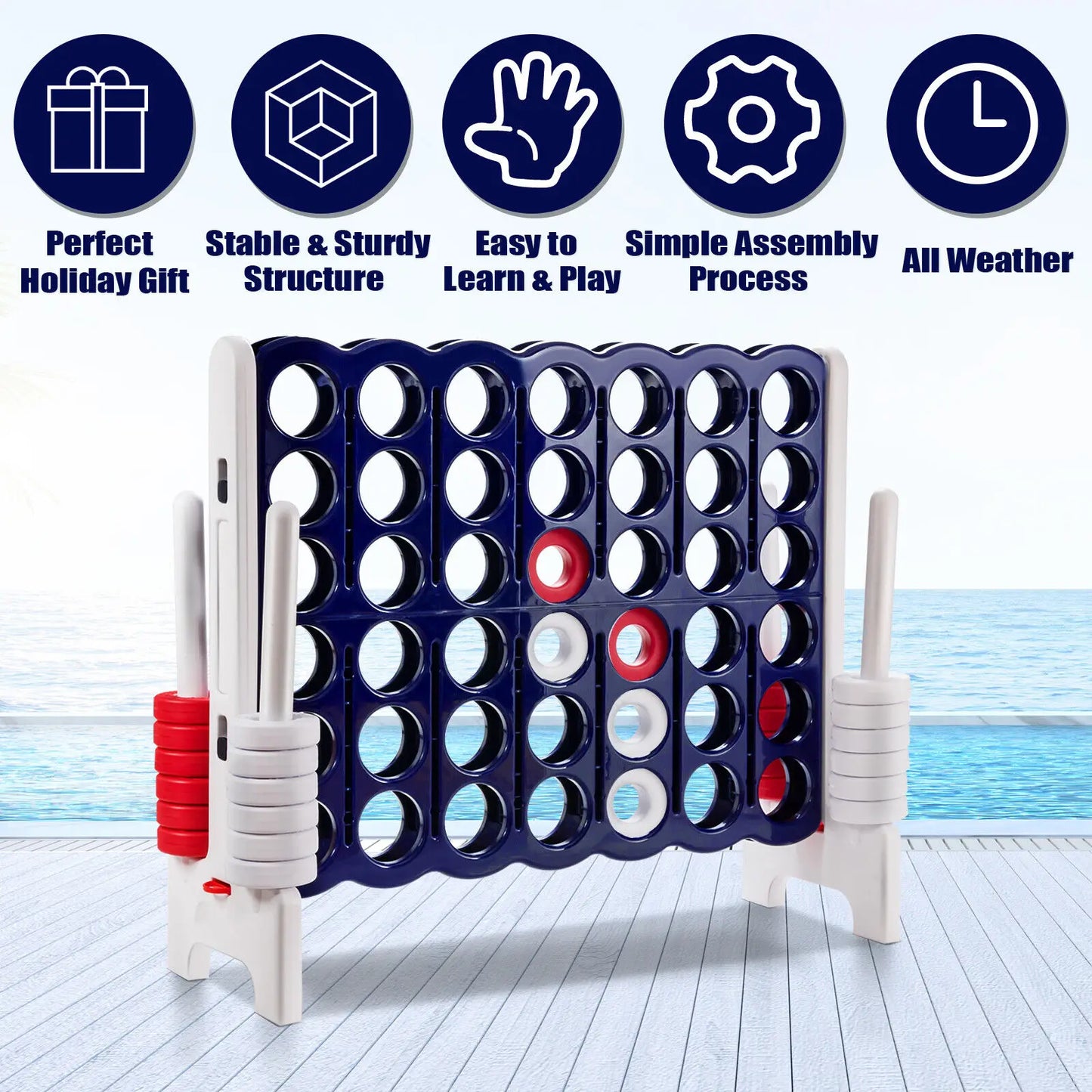 Costway Giant 4 In A Row Outdoor Indoor Party Family Game