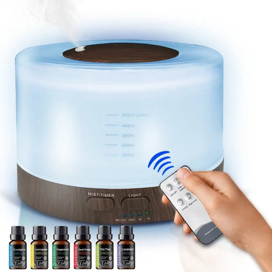 Ultrasonic Essential Oil Diffuser 550ml With 7 Color LED Night Lights For Aromatherapy And Humidification At Home