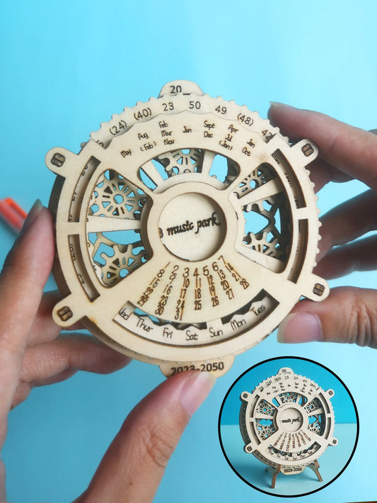 3D Wooden Puzzle Perpetual Calendar Mechanical Gears Kit