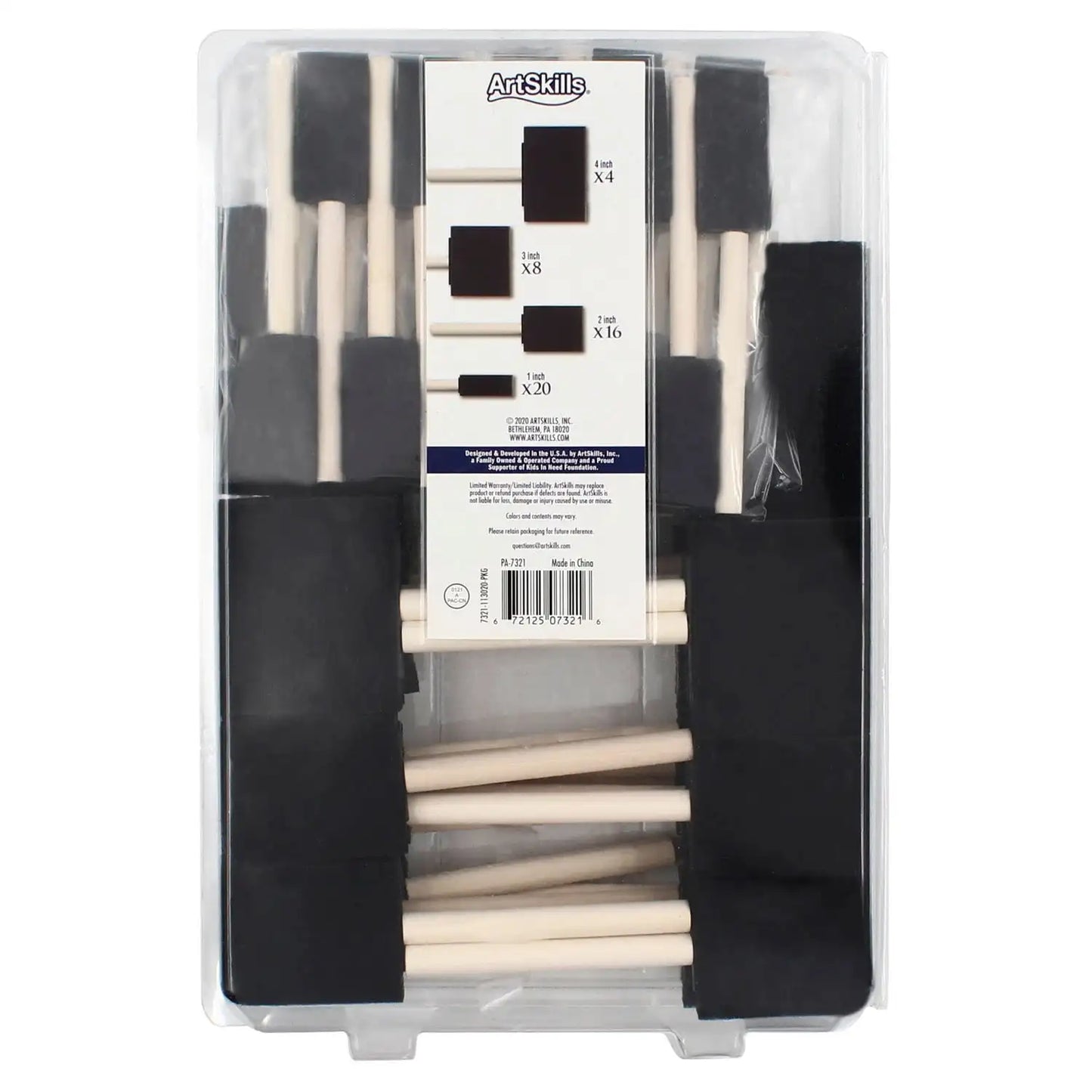 ArtSkills Craft Foam Paint Brush Set with 48 Pieces in 4 Sizes