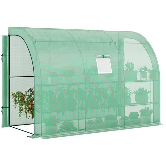 Outdoor Garden Greenhouse with Windows and Zippered Doors Green