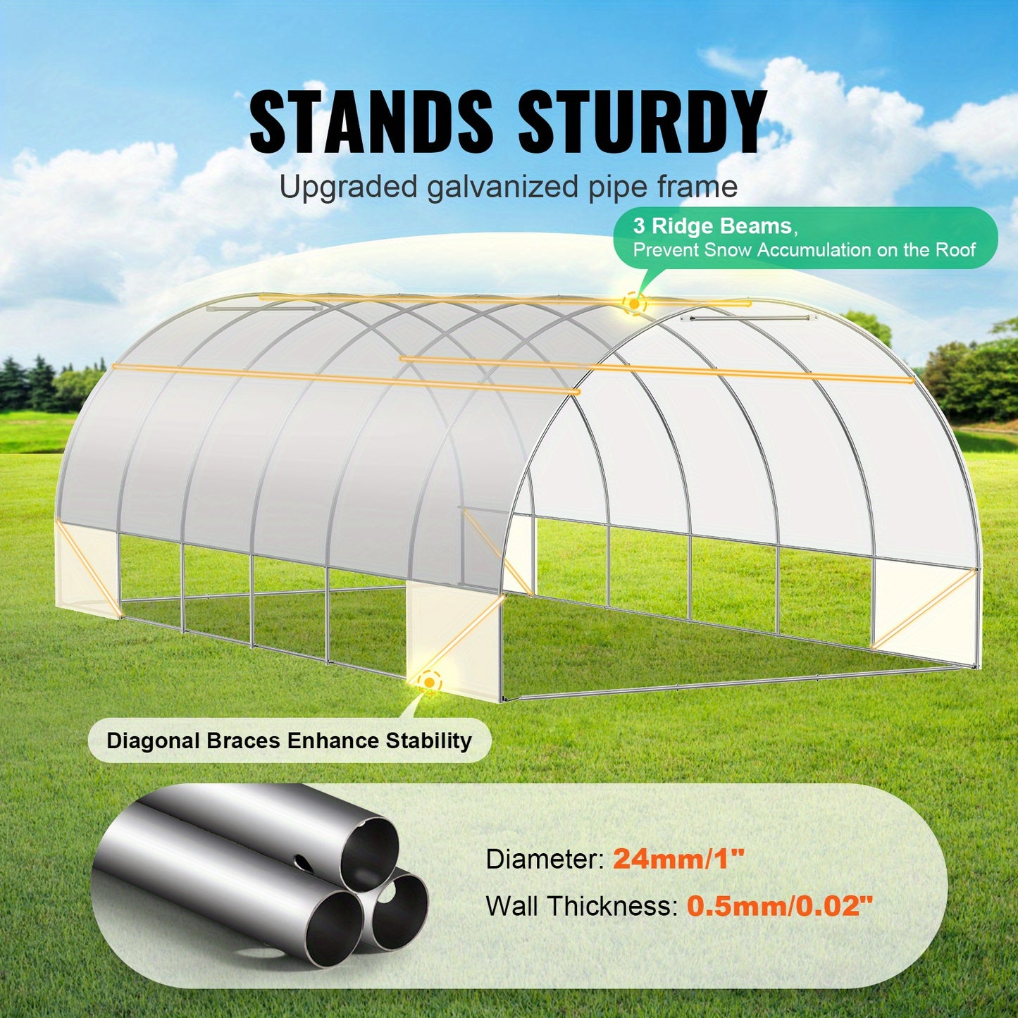 Happybuy Walk In Tunnel Greenhouse 19.4x9.7x6.5 Ft Outdoor