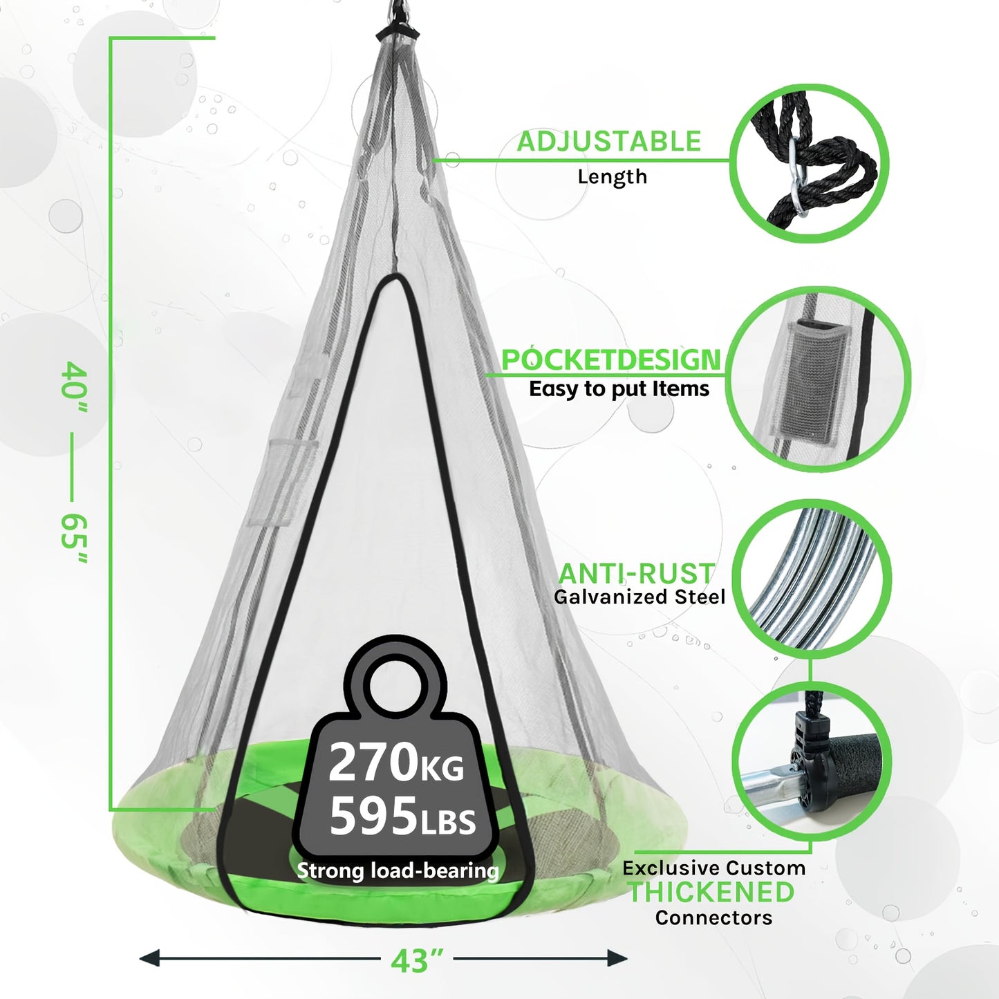 Blue 43 Inch Saucer Swing 2 In 1 Tent Swing 360 Rotation