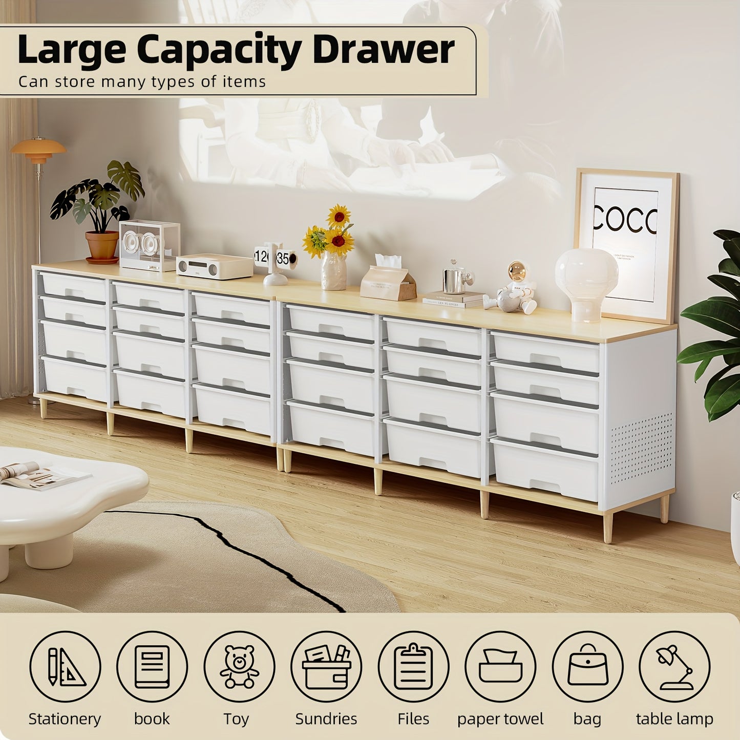 TOOLF 12-Drawer Storage Cabinet with Tabletop Organizer