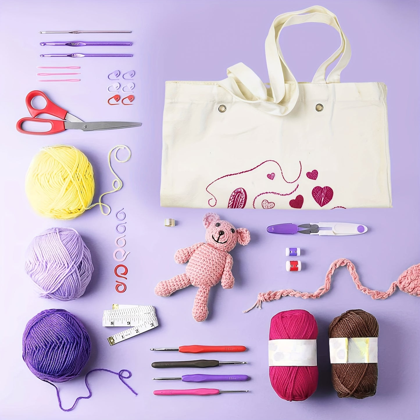 Complete Crochet Kit 73 Piece All In One Starter Bundle