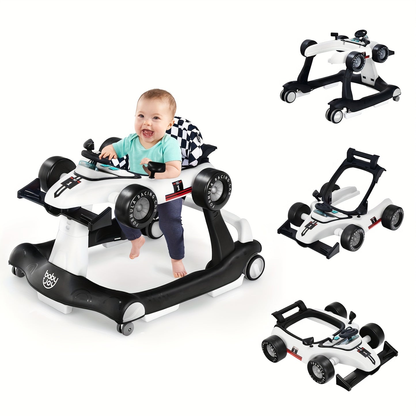 Costway 4 In 1 Baby Walker Foldable Push Walker Blue
