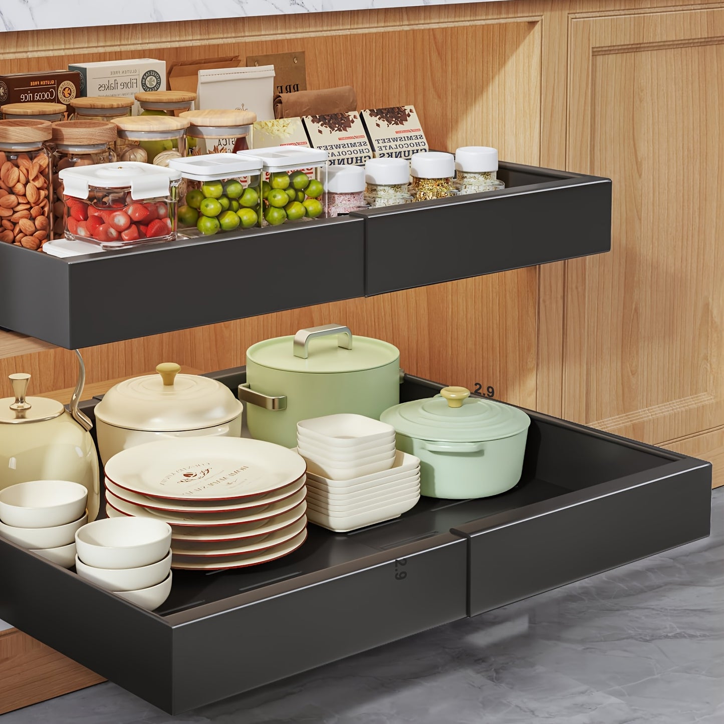 4-Drawer Heavy Duty Slide Out Cabinet Organizer 12.6-20.6