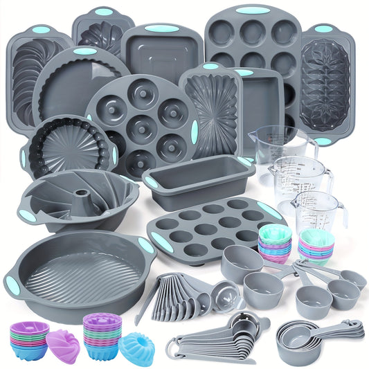 Silicone Bakeware Set 45 54 99 Pcs Nonstick Pans Grey
