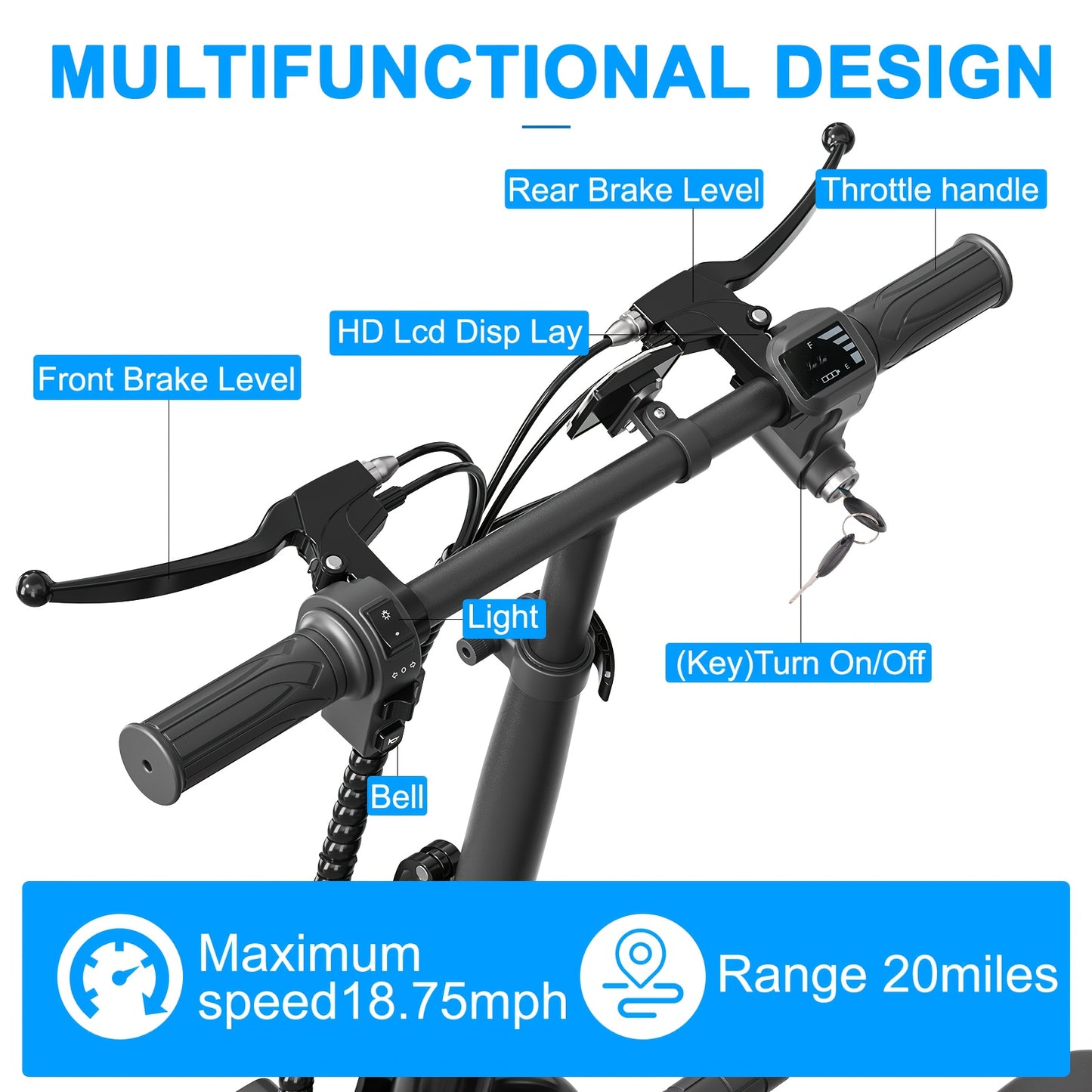 EILLEO 48V 500W Electric Scooter With Seat 20 Mile Range