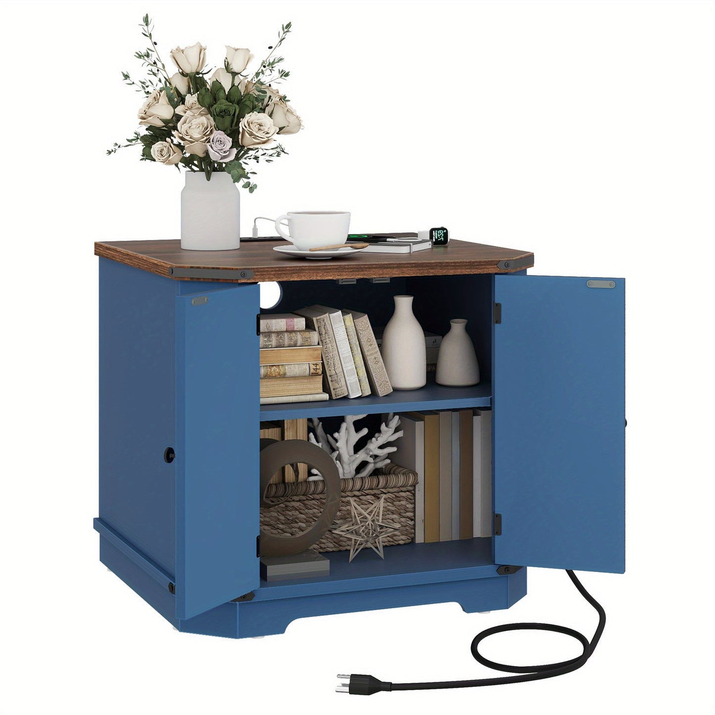 YINTATECH 23.6-Inch Modern Blue Craft Cabinet With Outlets