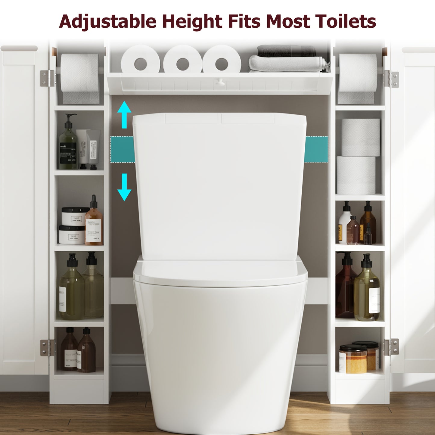 Over Toilet Storage Cabinet White With Adjustable Shelves