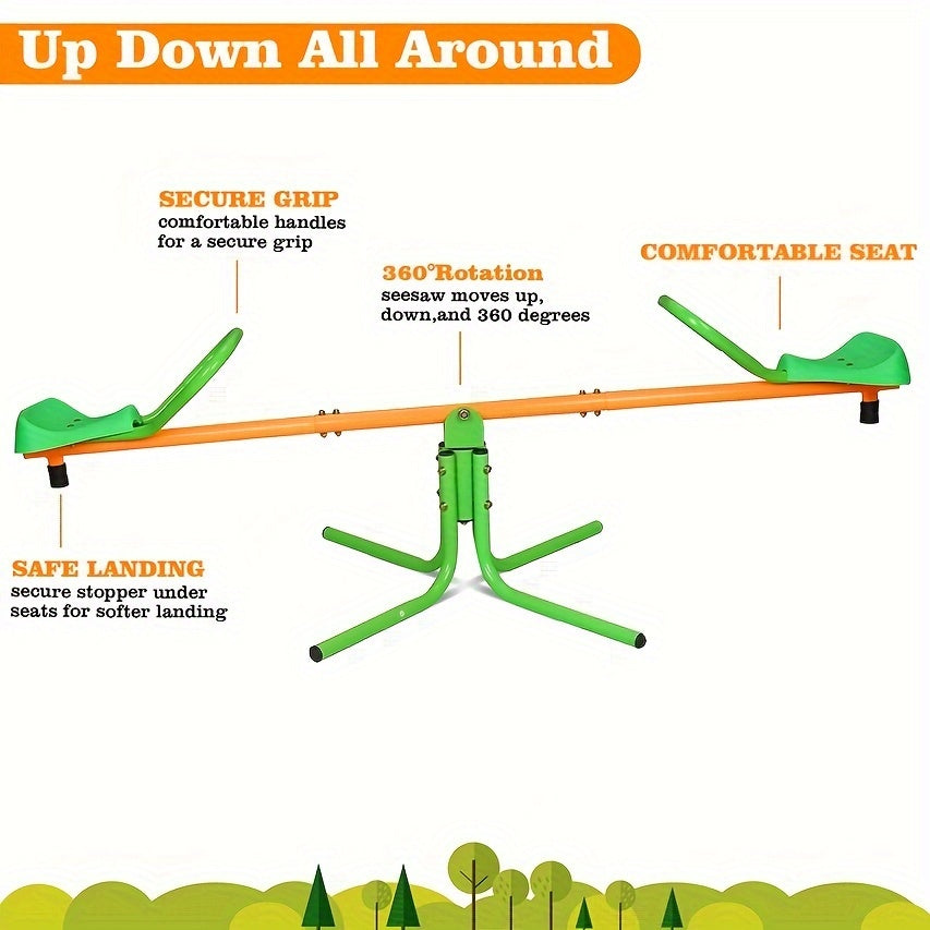 2-In-1 Metal Rocking Seesaw With 360 Rotation Backyard