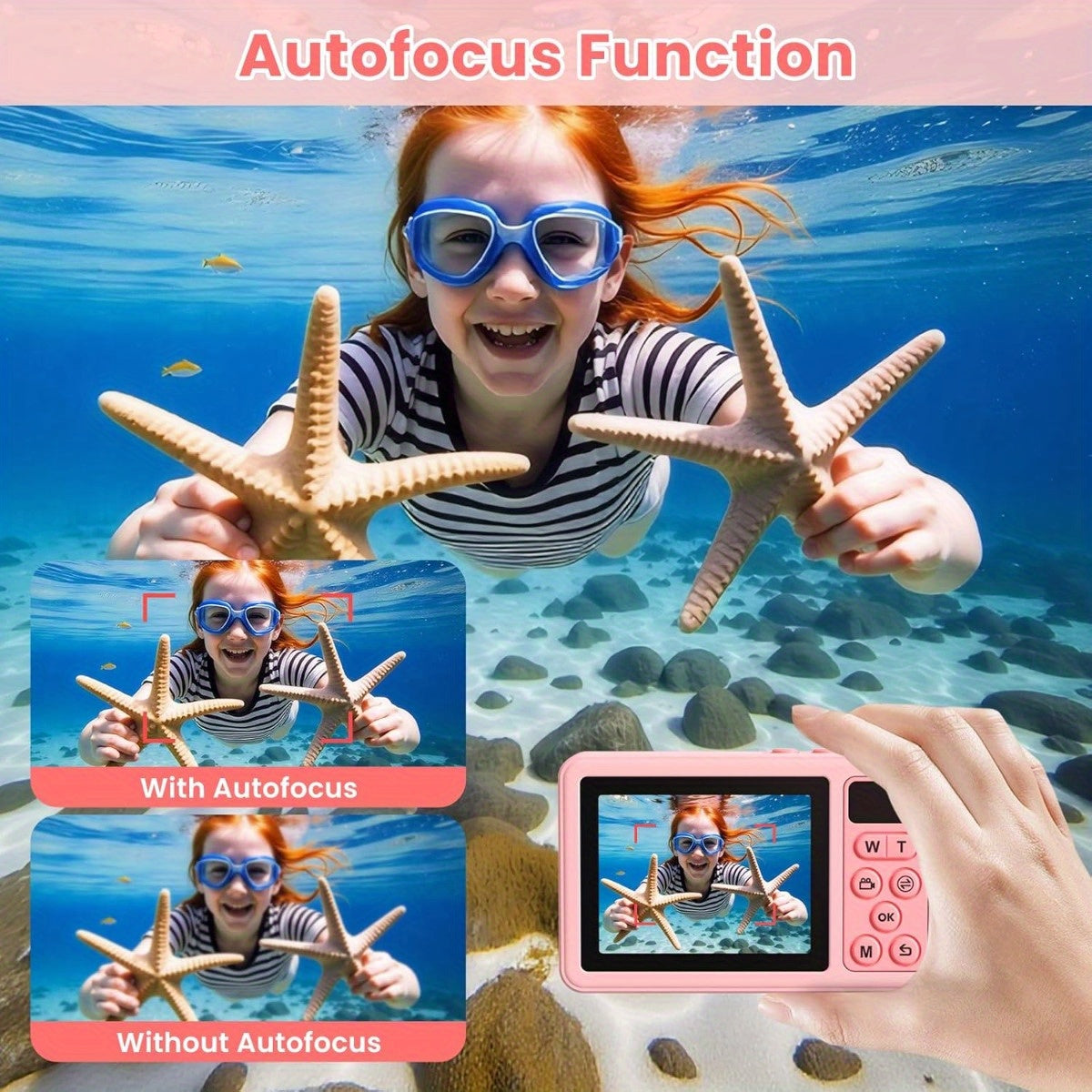 Underwater Digital Camera 18X Zoom 10ft Floating Dual Screen