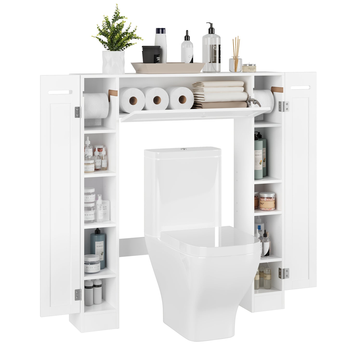 Over Toilet Storage Cabinet White With Adjustable Shelves