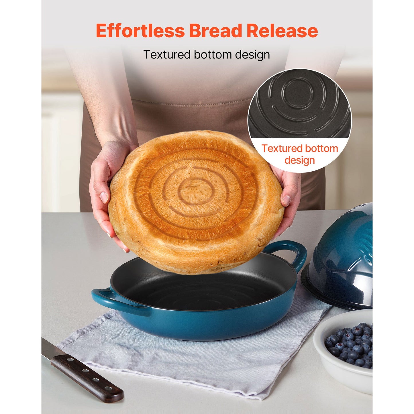 VEVOR Enameled Cast Iron Dutch Oven 5 Qt Dual Handles Lid