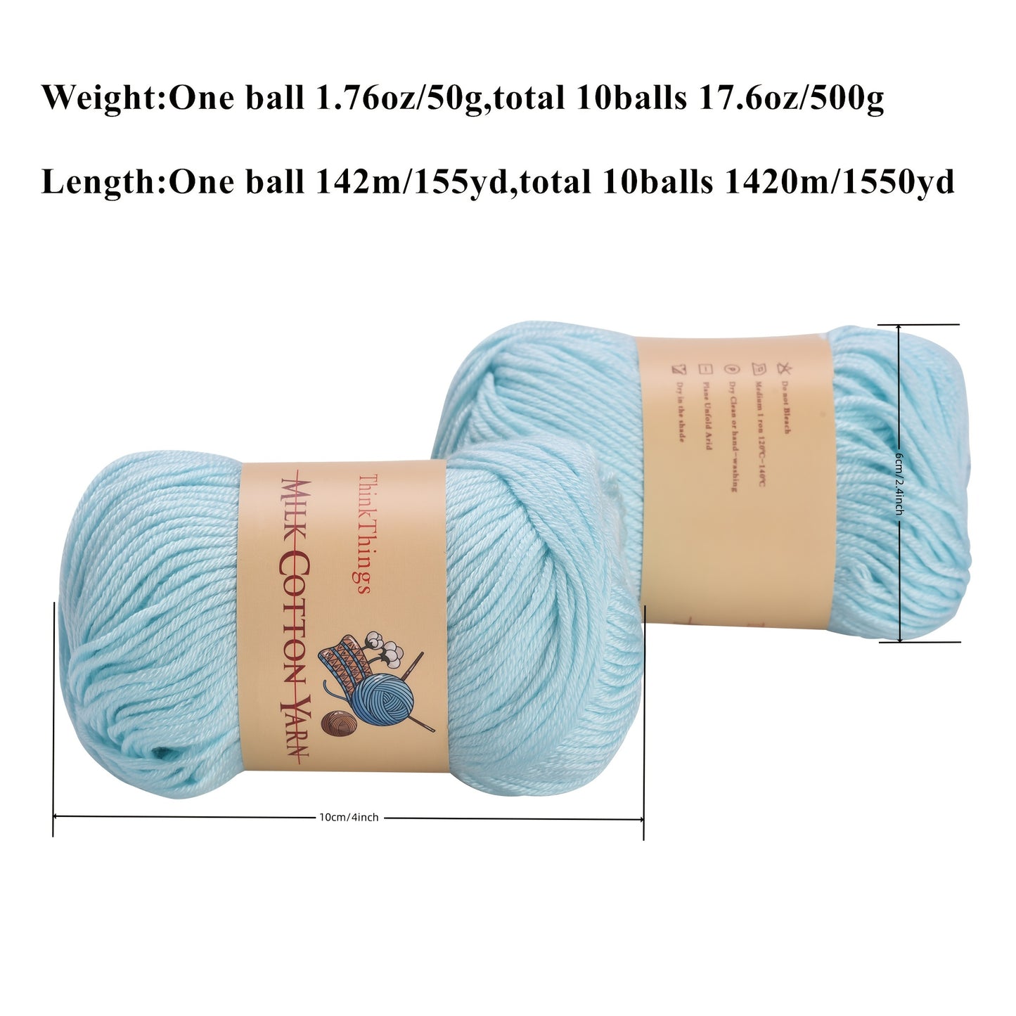 Light Blue Acrylic Yarn 10 Balls Pack Crochet For Beginners