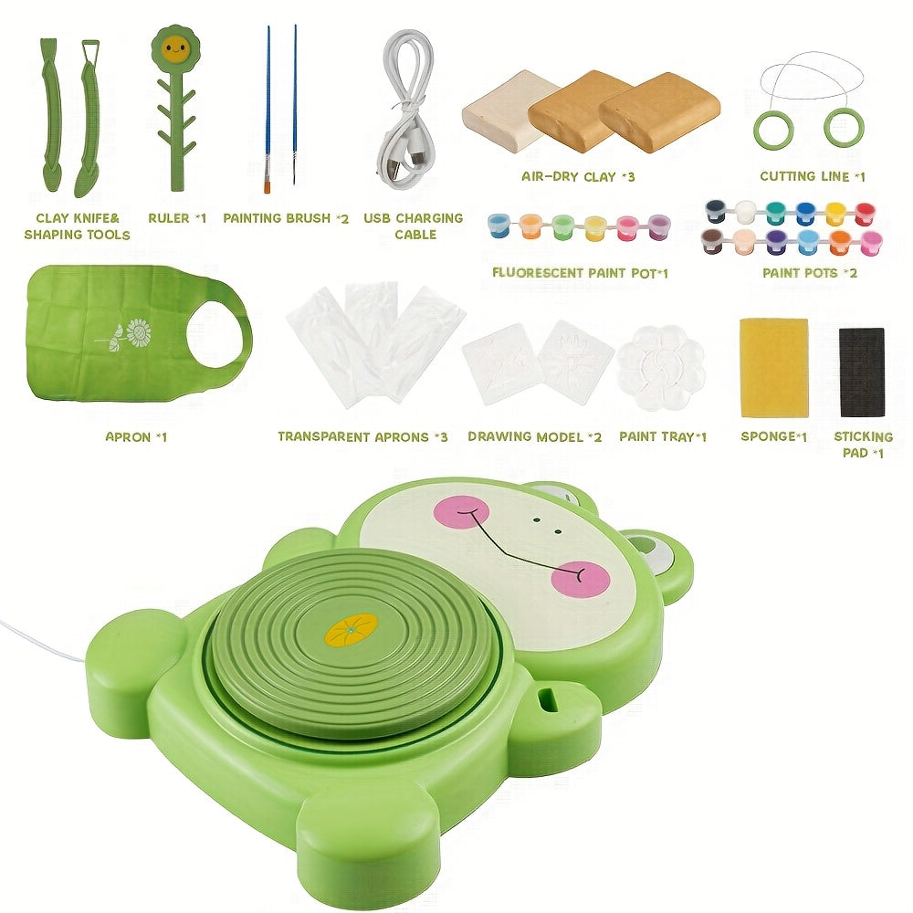 Frog Theme Pottery Wheel Kit For Kids Beginners Arts