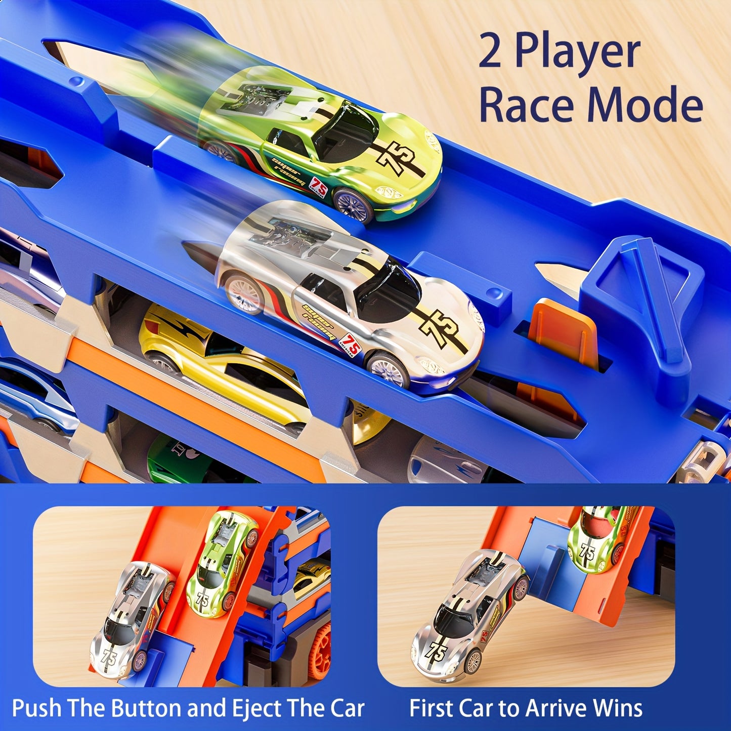 12 Cars Dino Truck Race Track Set For Toddlers 3-6