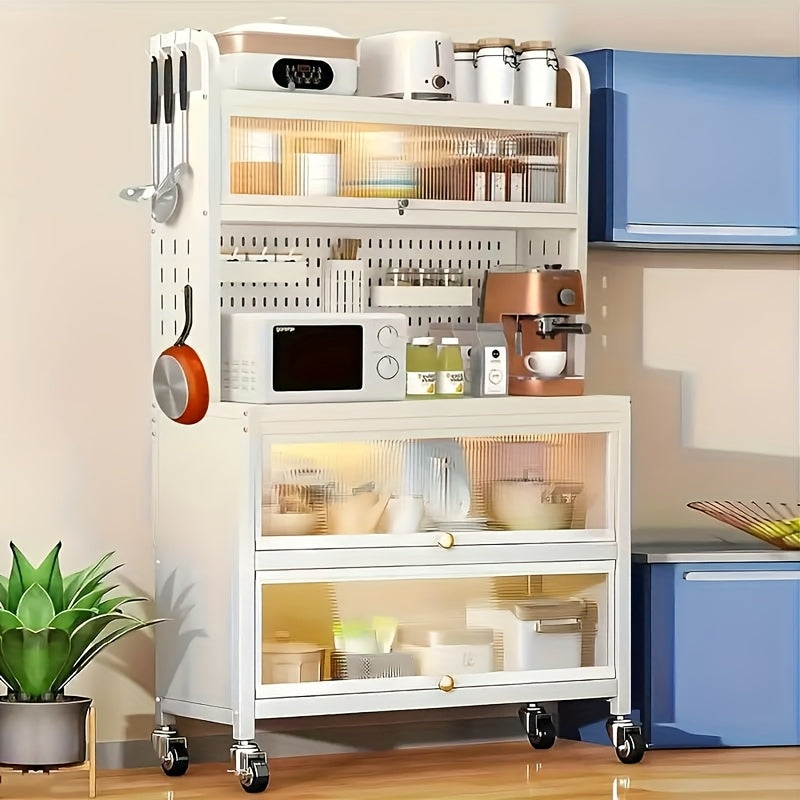 5 Tier White Microwave Stand Storage Kitchen Organization