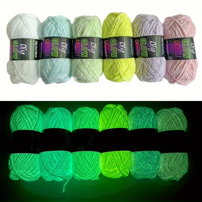 Glow In The Dark Chenille Yarn Set Neon Colors For Crafts