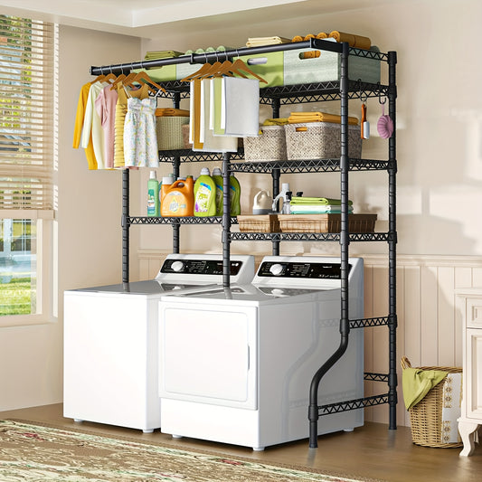 Heavy Duty Freestanding Laundry Rack 6 Shelves And Rods
