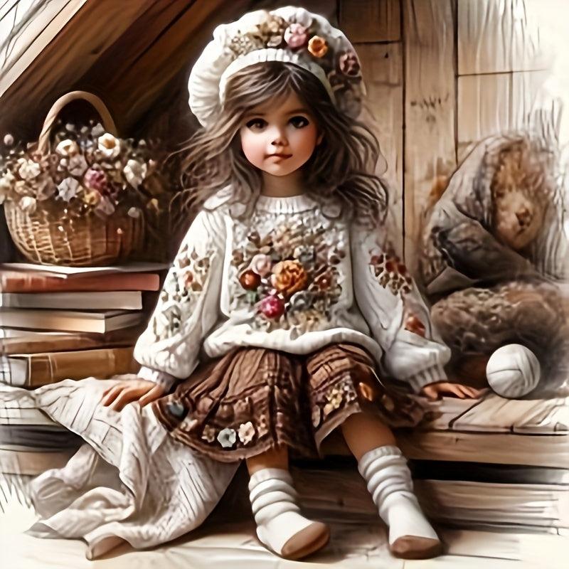 DIY 5D Full Diamond Painting Kit Little Girl Wall Art