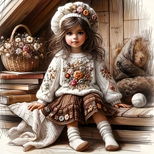 DIY 5D Full Diamond Painting Kit Little Girl Wall Art