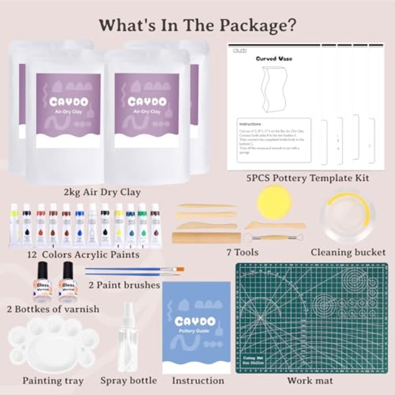 Air Dry Pottery Clay Kit for Beginners No Kiln Needed