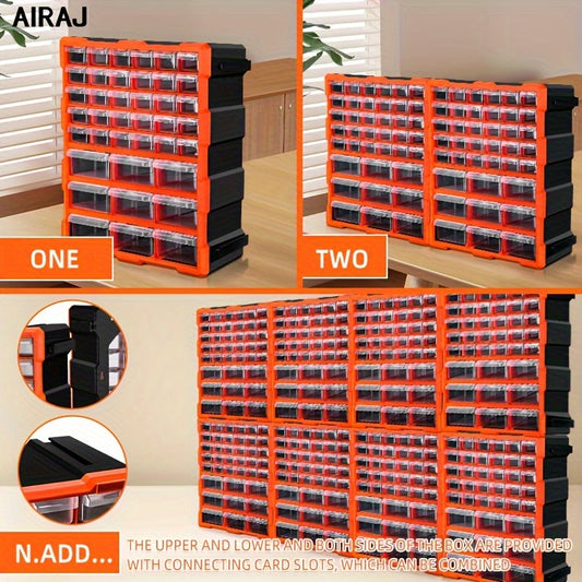 AIRAJ 39-Drawer Orange Plastic Storage Organizer Wall Mount