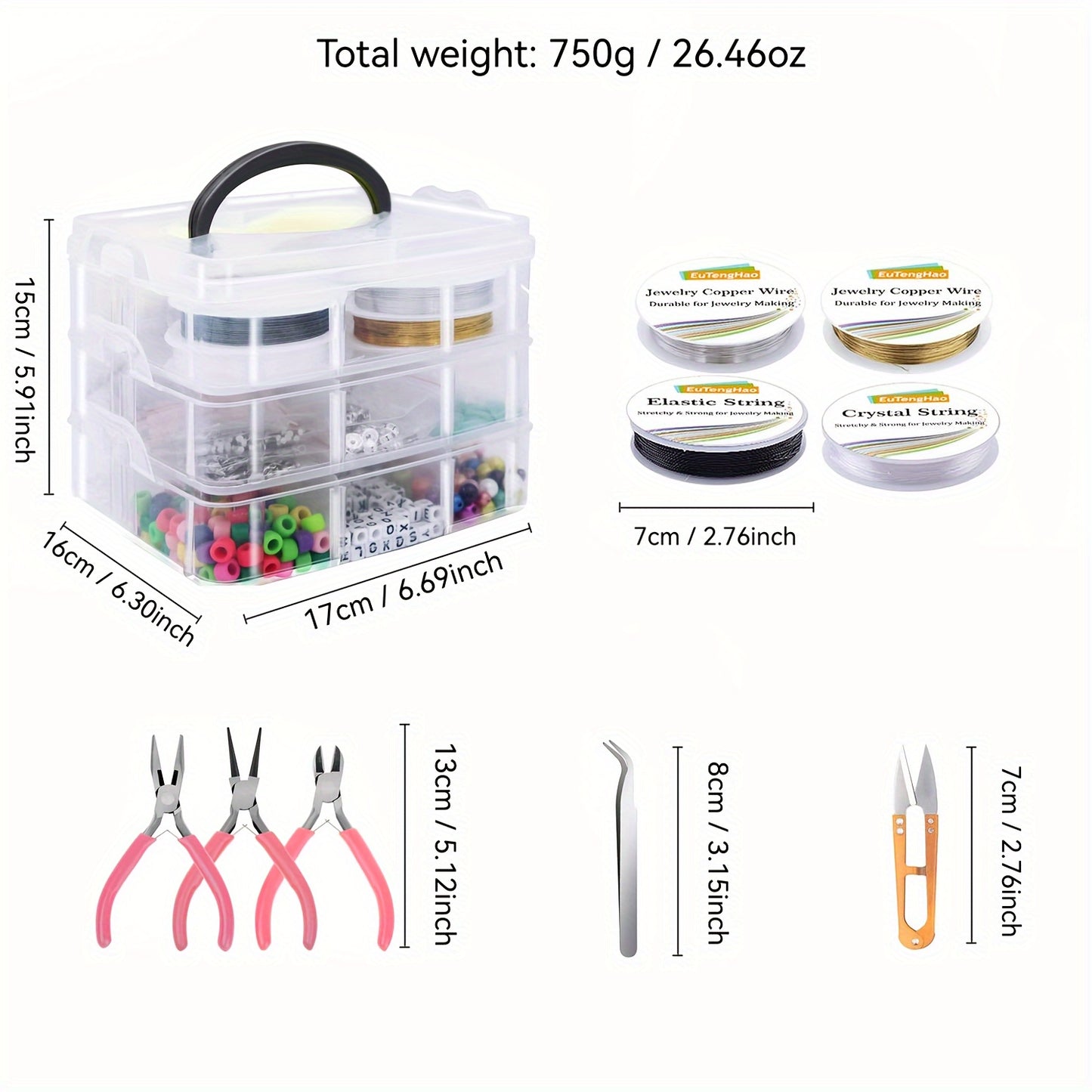 1171 Pcs DIY Jewelry Kit With Beads Charms And Tools