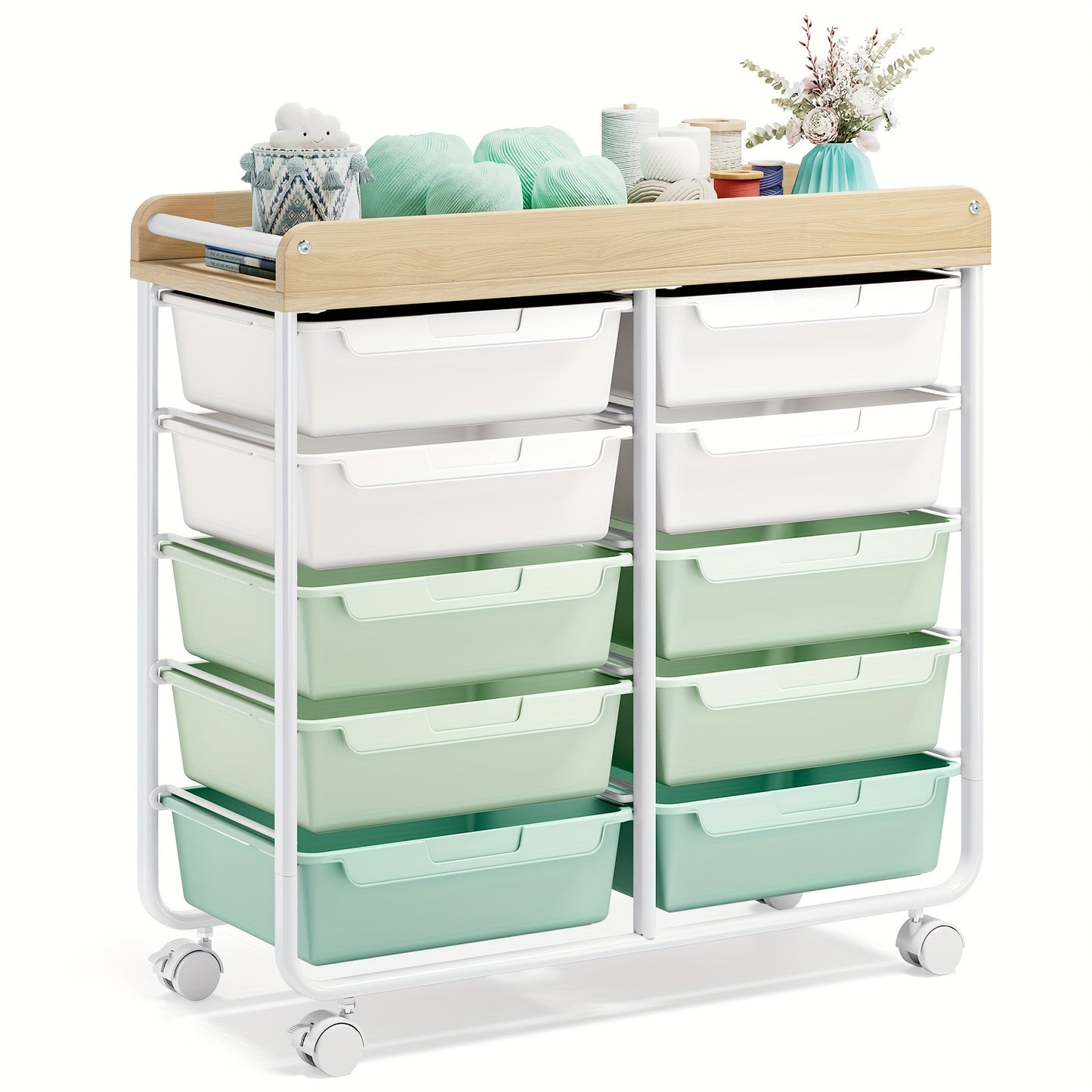 Versatile TOOLF 10-Tier Rolling Storage Cart With Drawers