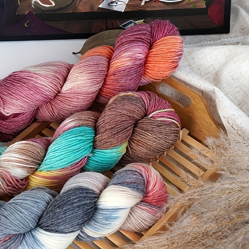 Hand Dyed Yarn Set Four Skeins For Knitting Scarves Hats