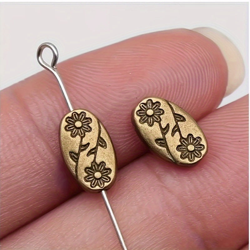 Antique Copper Flower Oval Spacer Beads 10x6x3mm Jewelry